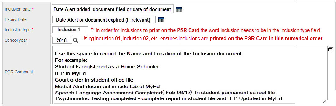 inclusion details